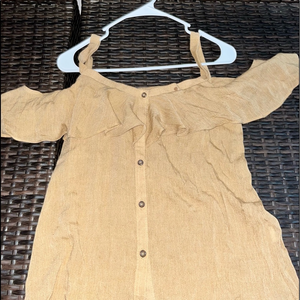 Brown off the shoulder shirt